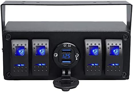 4 ganguer rocker altern switch 12V Painel USB Carregador rápido e voltímetro LED azul Todos são pré-conectados