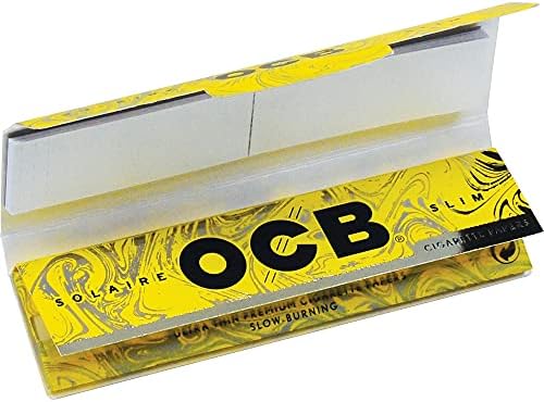 Ocb Solaire Cigarette Rolling Papers ~ King Size Slim + Dicas ~ 3 pacote ~ Inclui American Rolling Club Tube