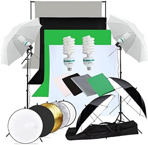 CLGZS Photo Studio LED Softbox Umbrella Iluminação Kit de suporte Suporte de fundo Stand 4 Color