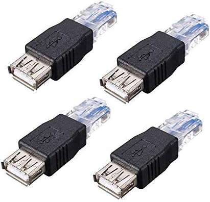 ACXICO 4 PCS Ethernet RJ45 Male para USB Adaptador Feminino Adaptador LAN Rede