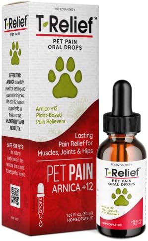 Medinatura T -Relief Pet Dor Pet Allear Arnica +12 gotas -1,69 oz e medinatura T -Relief Pet Artrite