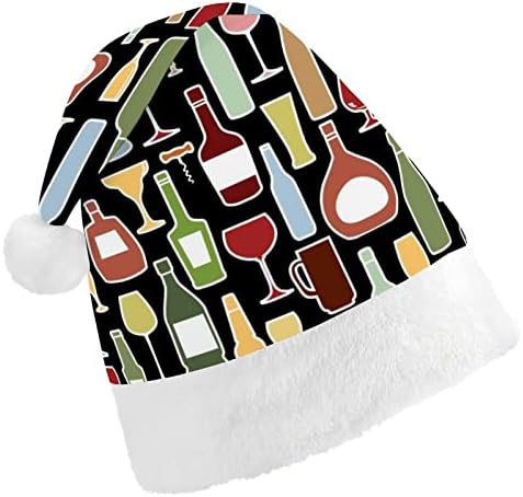 Garrafa de vinho e chapéu de natal de vinhos chapéu de santa para adultos unissex Comfort clássico boné de natal
