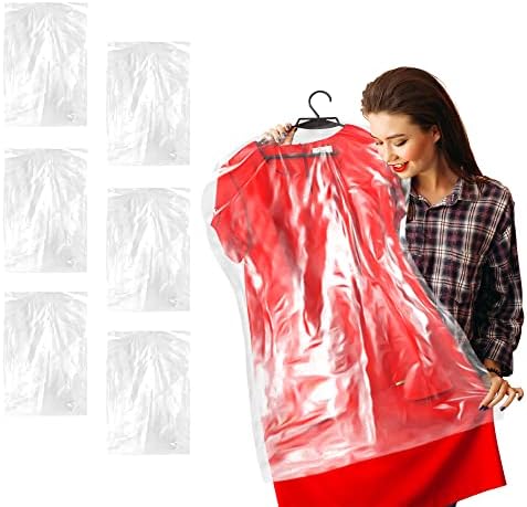 Sacos de limpeza a seco purevacy rolo de 350 pcs, 21 x 4 x 72 sacos de vestuário de plástico transparente para
