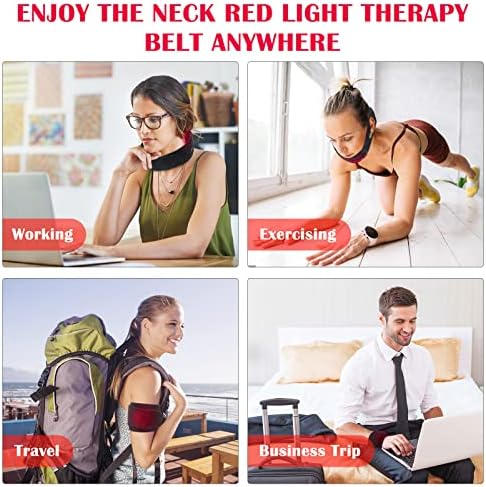 Cinturão de terapia infravermelha e de luz vermelha akary para pescoço, luz vermelha LED de 660