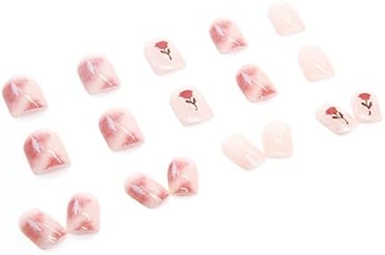 Pink Ice Transparent Fresh Wear Unhas com cola acabado de unhas 24 peças meninas em caixa feminino