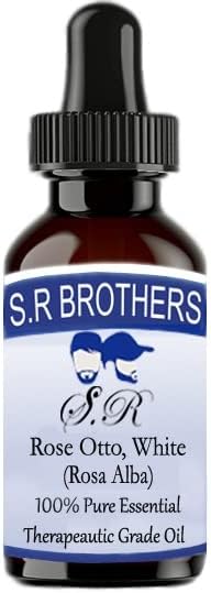 S.R Brothers Rose Otto, Branco puro e Natural Terapeatic Oil Essential Oil com conta -gotas 15ml