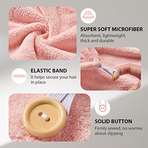 YFONG 3 Pacote de pacote para secagem de toalhas, toalha de cabelo com botão, toalha de cabelo super absorvente