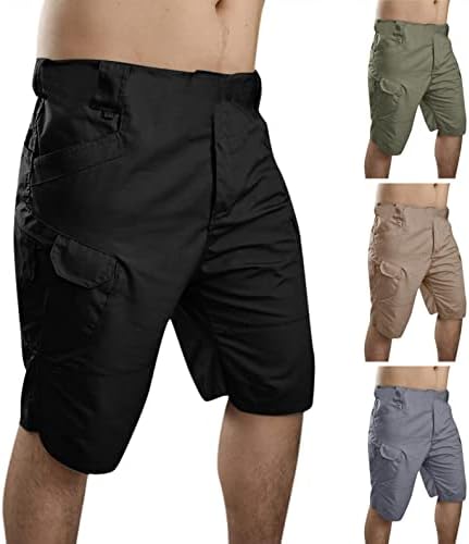 Shorts masculinos clássicos casuais encaixam shorts de praia de verão, algodão com cintura elástica e bolsos