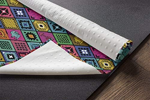 Toalha de tapete de ioga do sudoeste de Ambesonne, padrão de retalhos no estilo e padrões de estilo