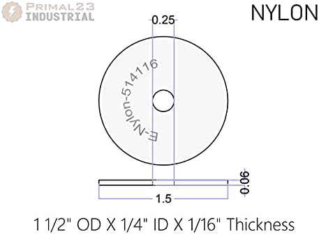 Arruelas de nylon - 1 1/2 od x 1/4 id x 1/16 espessura primal23 arruelas de nylon industrial