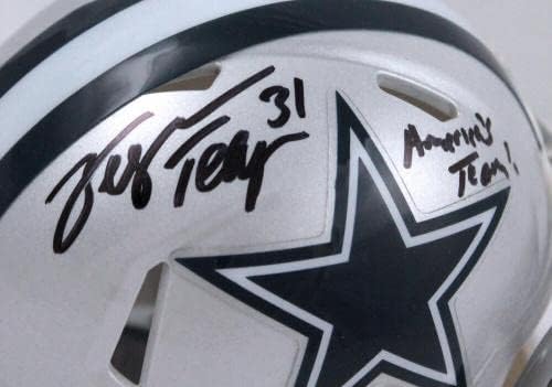 George Teague autografou o Dallas Cowboys Speed ​​Mini capacete com equipes de equipes das Américas - Mini