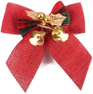 Decorações de festa para filhotes para meninas 2022 Bowknots Christmas Bows com sinos de ferro decorações de árvore