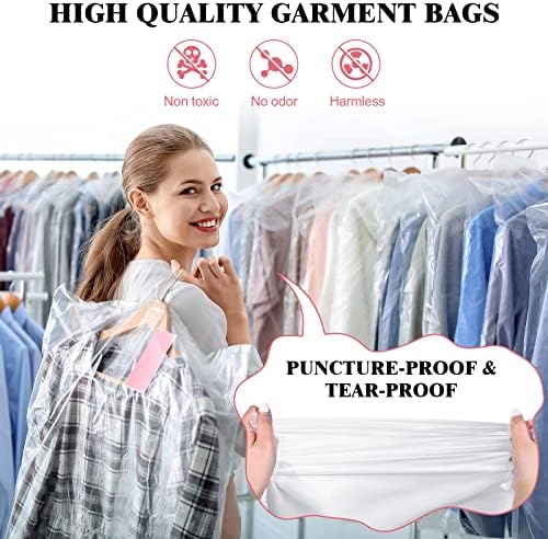 Pacote de 150 bolsas de limpeza a seco para limpeza a seco Tampa de vestuário de plástico transparente Bolsas
