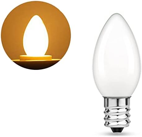 Lâmpadas de lâmpadas noturnas premiáveis ​​de LED de YDJOO C7 5W 5W Equivalente quente Branco quente 2700k E12 Base Led Led Filamento Bulbo Milky Glass para luzes noturnas de cordas, 5 pacote de 5 pacote