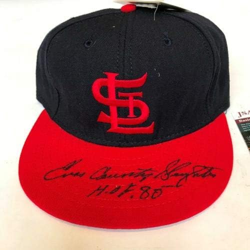 ENOS Country Slaughter Hall of Fame 1985 assinou o St. Louis Cardinals Hat JSA COA - Chapéus autografados