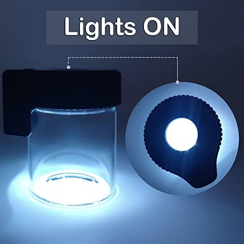 Jarra de visualização de ampliação de Ufritan com luz LED, frasco de armazenamento de vedação transparente,
