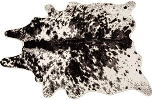 Tapete de cheiro faux mustmat tapete de área de vaca preta e branca tapete de animais grande casca de animal