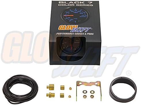 GLOWSHIFT BLACK 7 COR 35 PSI Turbo Boost Kit - Inclui mangueira e acessórios mecânicos - Dial preto