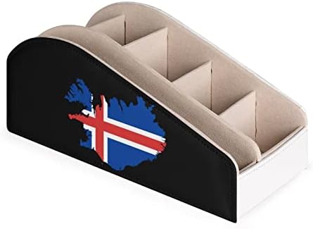 Mapão de bandeira da Islândia Titular de controle remoto com 6 Compartamentos PU CAIXA DE ARGANIZADOR DE Mesa