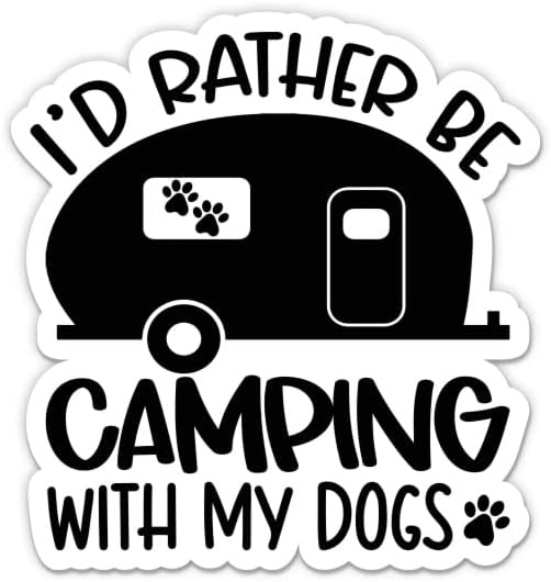 Prefiro acampar com o adesivo do meu cachorro - adesivo de laptop de 3 - vinil impermeável para