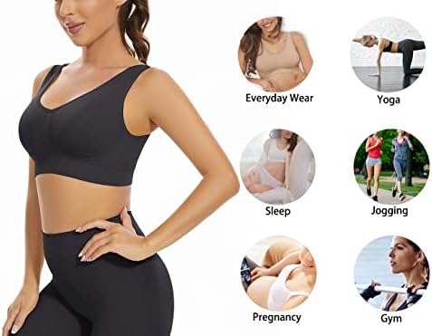 LEMEF 3 Packless Sports Bra Wirefree Yoga Bra com almofadas removíveis para mulheres