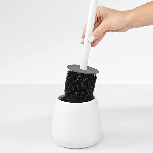 Mdesign compacto escova e suporte do vaso sanitário para armazenamento de banheiro - limpeza resistente
