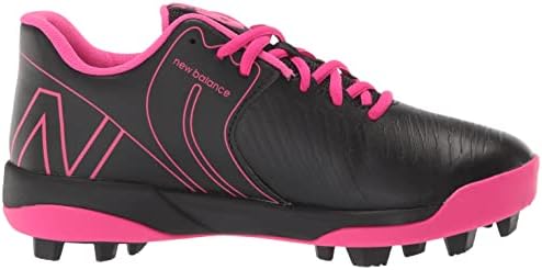 New Balance Girls 4040 V6 Sapato de beisebol moldado, preto/rosa, 1 garotinha