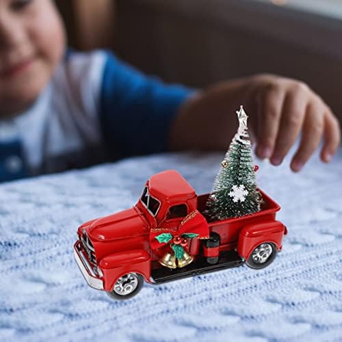 Decorações de Natal de Nuobesty 2pcs Decoração de Natal Vintage Red Truck com mini árvore de