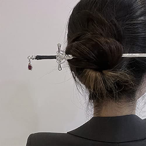2 embalam acessórios de cabelo de espada chinesa Becos para pães femininos com gemas de cabelo espada