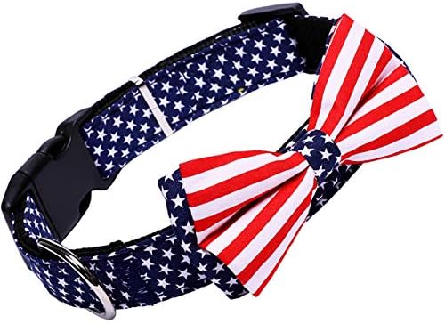 H-Shero American Flag Bowtie Dog Collar em 3 tamanhos diferentes