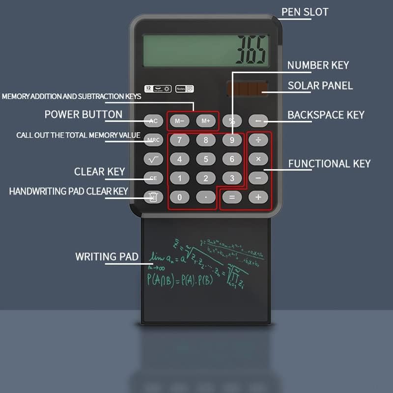 Calculadora de caligrafia de caligrafia do CuJux Pullação de 12 dígitos calculadora solar de alimentação