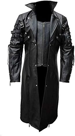 Masculino de couro de couro real gótico gótico casaco gótico steampunk gótico