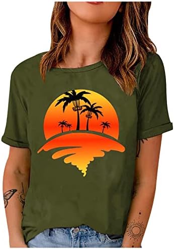 Hawaii Beach Shirts Feminina Palmina Palmeira Surfada de Camiseta Crewneck Tee Tops Túnula de férias