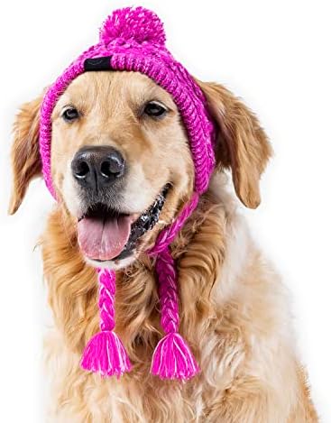 Canadá Pooch Pom Pom Pom Capéu de Proteção de Cães de Inverno - Liços de cães quentes de malha