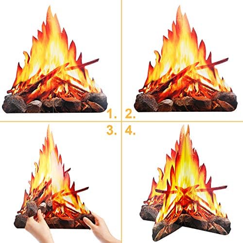 Fogo artificial de 12 polegadas de altura papel de chama falsa 3d papelão decorativa de fogueira de fogueira Tocha