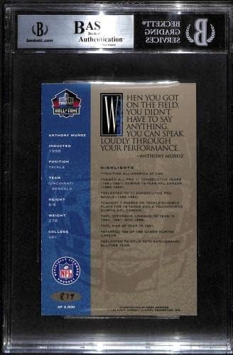 72 Anthony Munoz - 1998 Ron Mix Hof Platinum Auto Football Cards classificados BGS AUTO - Bolsas