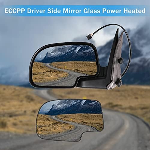 ECCPP Mirror Glass Driver Side Fit for Chevy Avalanche Suburban Silverado Tahoe para GMC Sierra Hybrid Classic Yukon Power aquecido Espelho lateral esquerdo de vidro