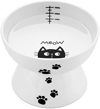 Yedio Porcelana Tigelas de gato levantadas, sem derramamento de gato tigela de água com faixa anti