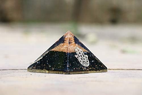 55mm de proteção de proteção de turmalina preta de pirâmide orgona reiki cálculos de cura, pirâmide