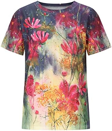 Camisa de blusa de verão no outono para mulheres 2023 Manga curta Crew pescoço de pescoço algodão gráfico