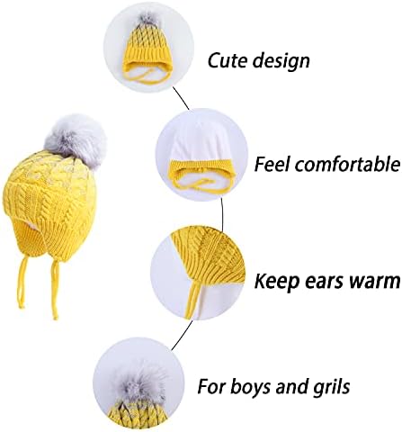 Langzhen Winter Warm malha chapéus para meninas pom pom garotos de garotos de garoto com forro de lã