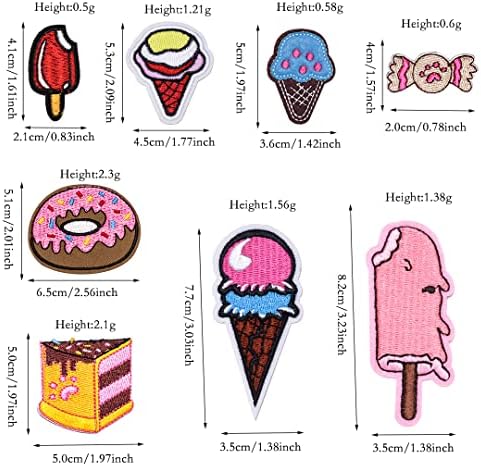 Zayookey 32pcs desenho animado Apliques bordados patches Ferro de sorvete em Candy Bolo Donut costura em