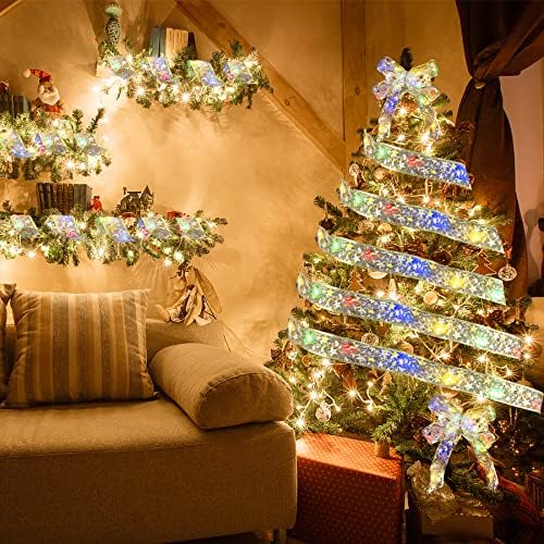 2pcs Luzes de fita de Natal, total 33 pés com 100 luzes de Natal de LEDs decoração de árvores de