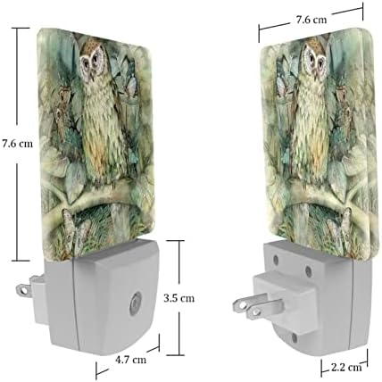 Rodailycay Sensing Light Night Light Owl, 2 Packs Night Lights Conecte-se na parede, luz noturna de LED branca