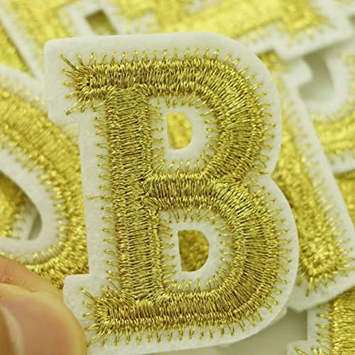 10 PCS Ferro amarelo em remendos de letra Bordado alfabeto A-Z Apliques Diy Roupas Decoração de reparo para sacos