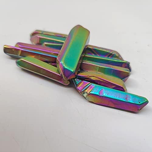 Reiki Healing Crystal Electroplateado arco -íris titânio arco -íris aura lemuriana quartzo ponto