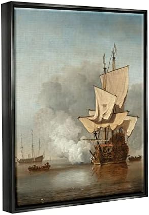 Stuell Industries The Canon Willem van de Velde Pintura clássica Arte emoldurada flutuante, design por