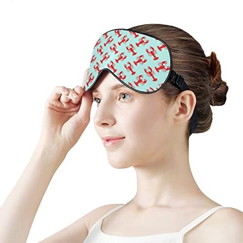 Ocean Red Lobster Print Eye Mask Block Block Sleep Máscara com cinta ajustável para viajar para