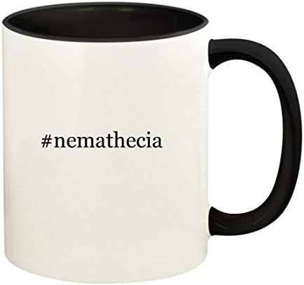 Presentes de Knick Knack Nemathecia - 11oz Hashtag Ceramic Colored Handle and Inside Coffee Cup Cup, preto