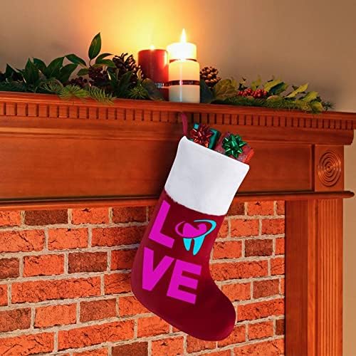 Love Dental Hygienist Christmas Christmas meias decorações de casa para lareira de árvore de Natal Meias